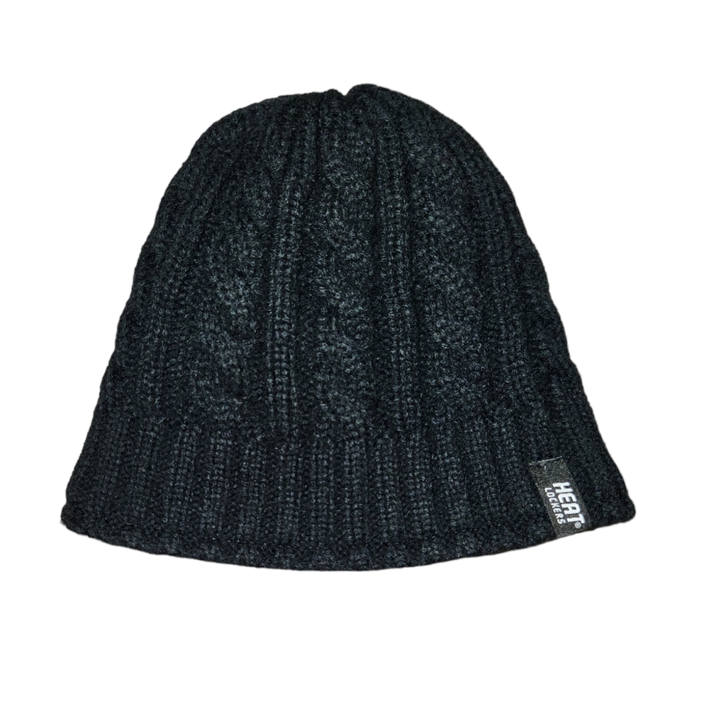 Heat Lockers Knit Hat with Fleece inner lining - Black - Adult Size